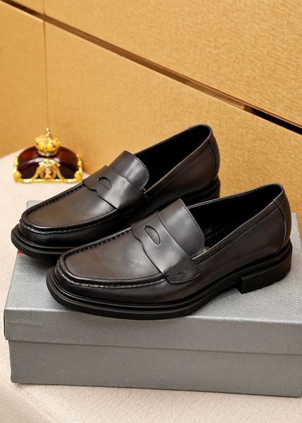 

2023 men dress shoes designer loafers male brand moccasins genuine leather formal party wedding slip on flats size 38-45, Black