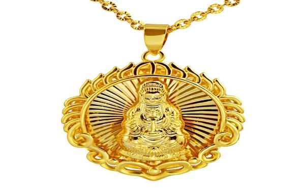 

circle buddha pendant necklace chain 18k yellow gold filled buddhist beliefs womens mens jewelry gift6515284, Silver