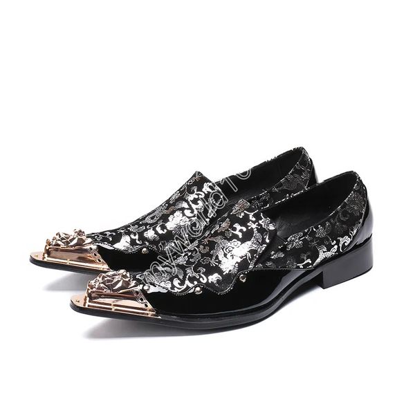 

2023 chinese style pattern pointed toe evening shoes elegant plus size luxury prom shoes social cow leather men formal shoes, Black