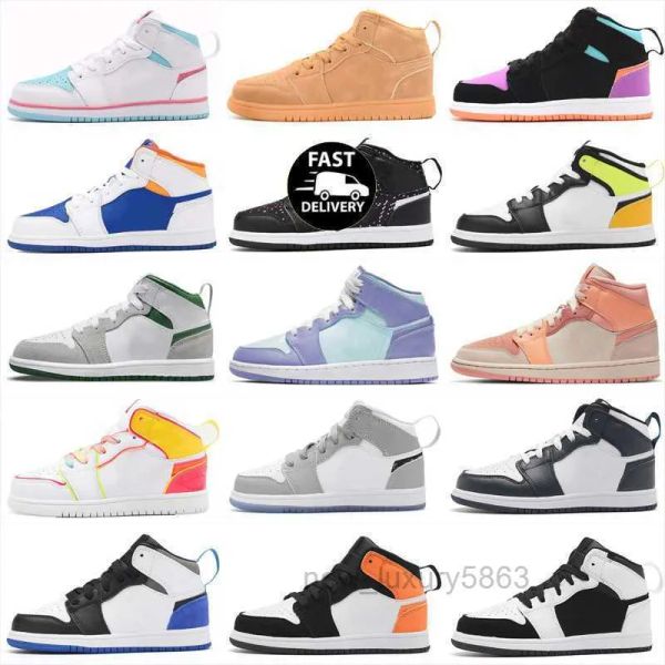 

shoes mid se field purple chicago varsity red kid basketball high gs blue tiger print children girls boys sneaker size 22-37, Black