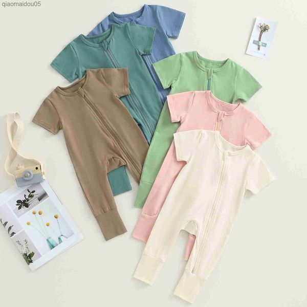 

pudcoco newborn infant baby girls boys zipper romper pajamas long sleeve crew neck solid color footless jumpsuit sleepwear l230712, Blue