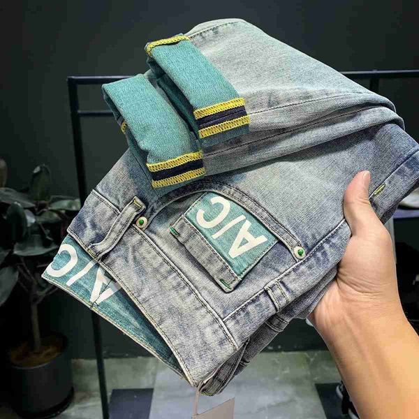 

men's mens jeans highend harajuku designer clothes denim trousers kpop stretch trendy koreanstyle with our luxury casual 230706 l230724, Blue