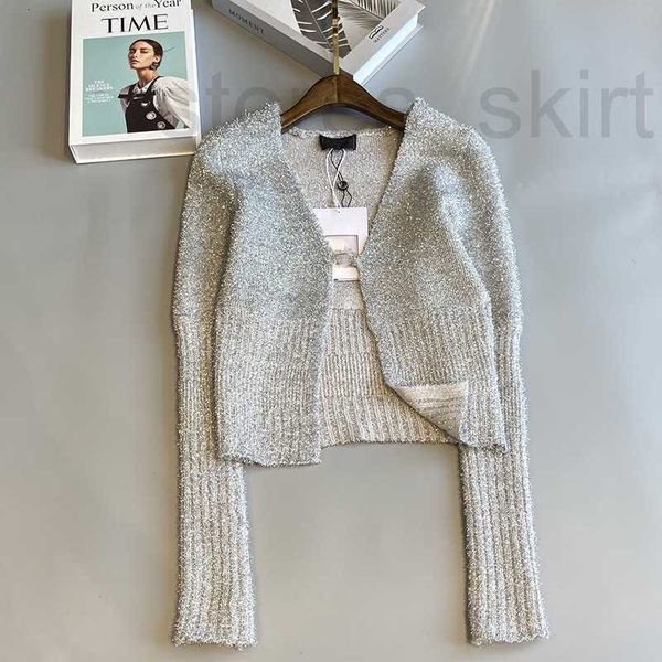 

women's knits & tees designer silver v-neck slim fit long sleeve knitted cardigan coat temperament celebrity style new 2fcz, White