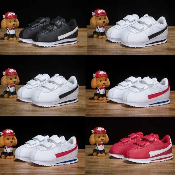 

new born baby cortez kids running shoes leather black white red children toddler casual trainers boy girl sneakers td infant si