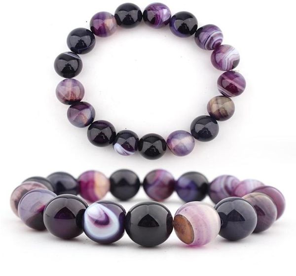 

charms natural amethyst beaded bracelet bangle for women party jewelry crystal round gemstone beads stretch bracelet5425011, Black