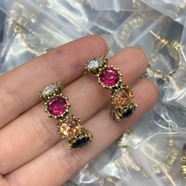 

colored crystal 18k gold ear hoop earrings designer for women earrings stud letter earring jewelry wedding party gift cgue3 -02, Golden;silver