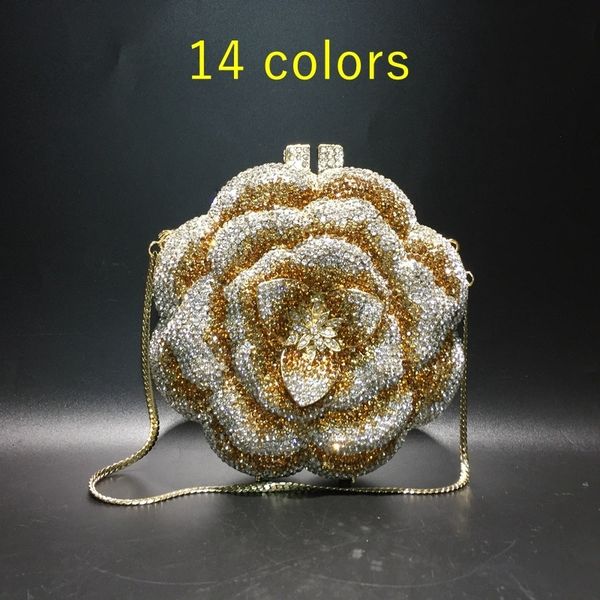 

evening bags sunflower green/gold rhinestones clutch women's flower yellow crystal evening bag bridal wedding party clutch wallet and h