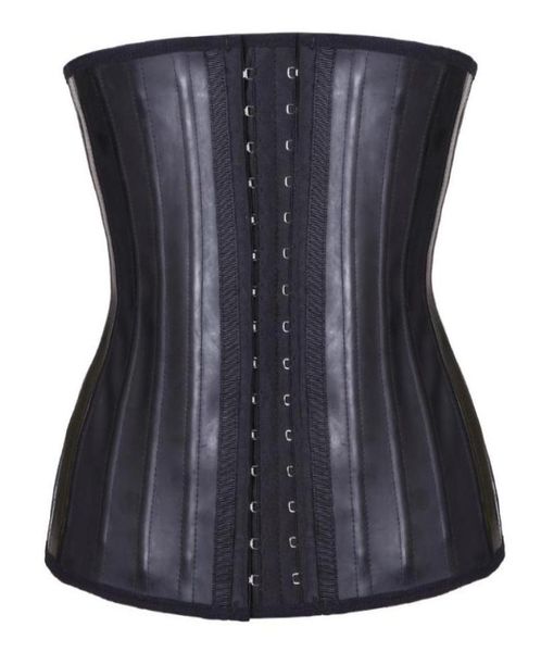 

latex waist trainer corset belly slimming underwear belt sheath body shaper modeling strap 25 steel boned waist cincher7410941, Black;white