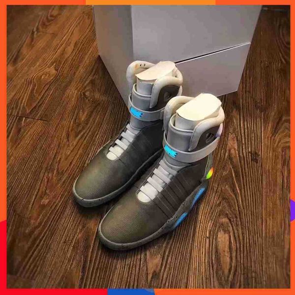 

back to the future air mag sneakers marty mcfly's led shoes glow in dark gray mcflys sneakers us6-12, Black