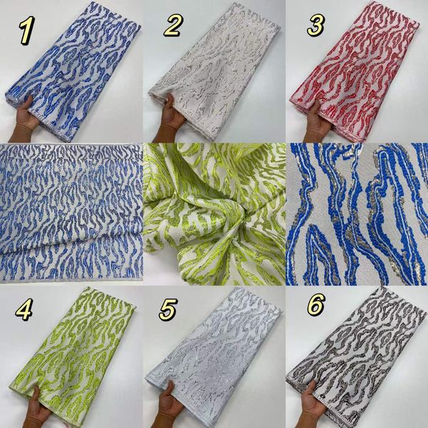 

2023 african nigerian tulle lace fabric organza embroidery fabrics brocade jacquard french lace for party 5yardrc20, Black;white