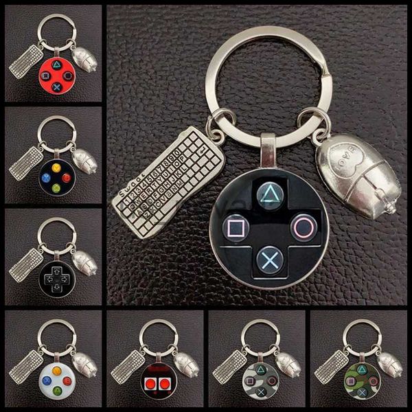 

keychains lanyards popular brand game controller ps keychain weird boyfriend gift jewelry glass convex round dome keychain quality keychain, Silver