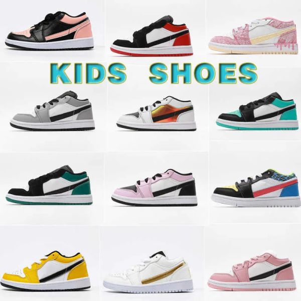 

kids baketball shoes td 1s low gs straw berry ice cream crimson tint boys emerald girls toddler children funky patterns outdoor light arctic, Black