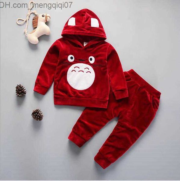 

clothing sets 2pcs baby winter clothes set toddler tracksuits kids clothing suits children boys girls cartoon velvet hoodies pants z230724, White