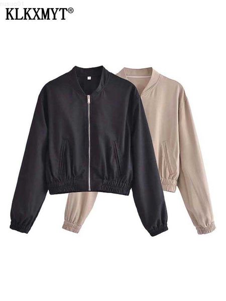 

women's jackets traf women bombers jacket coat long sleeve zipper 2023 spring jackets coat casual loose vintage woman new in outerwear, Black;brown