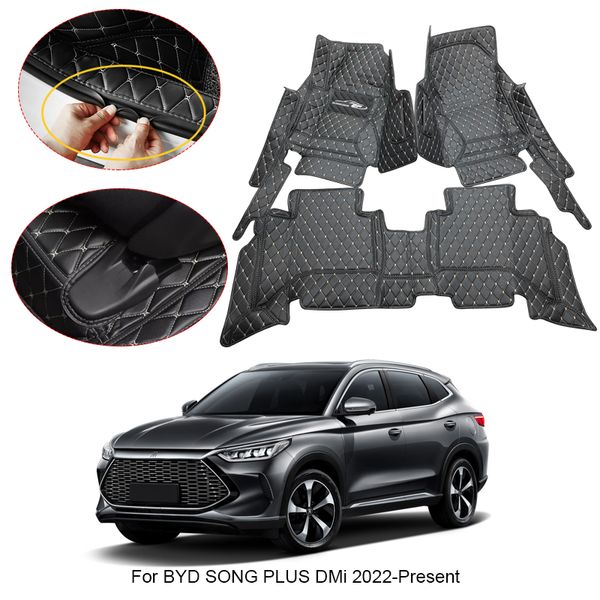 

3d full surround car floor mat for byd song plus dmi 2022-2025 protect liner foot pads carpet pu leather waterproof accessory
