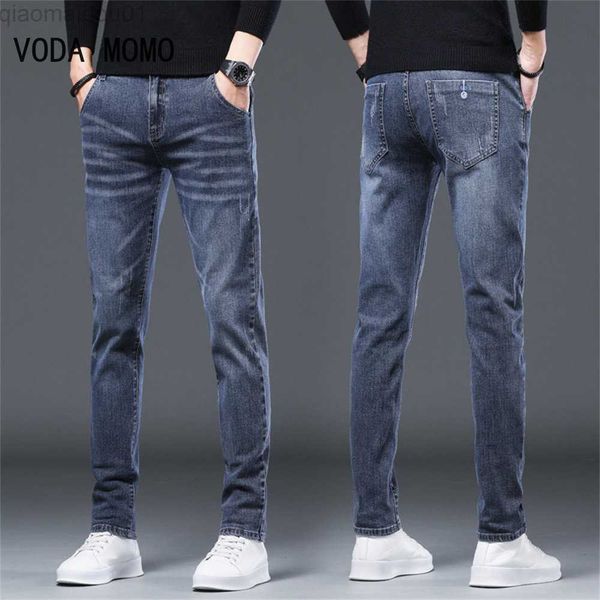 

men's jeans 2022 spring and autumn new men's classic fashion black straight leg jeans men's casual slim size long jeans l2307, Blue
