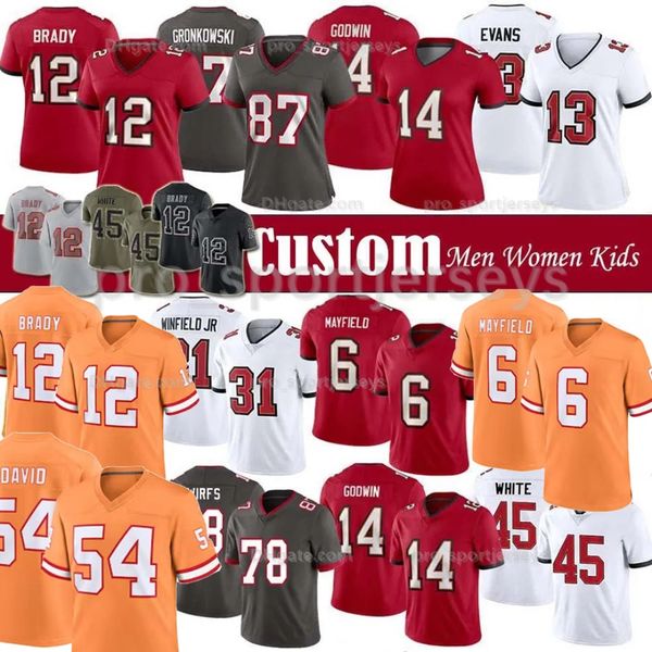 

2023 new tom brady jersey baker mike alstott mayfield mike evans devin white custom chris godwin rob gronkowski kyle trask antoine winfield, Black;red