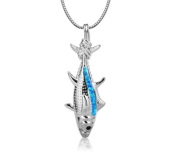 

pendant necklaces blue fire opal tuna fish necklace pendants fashion jewelry for women drop2114568, Silver