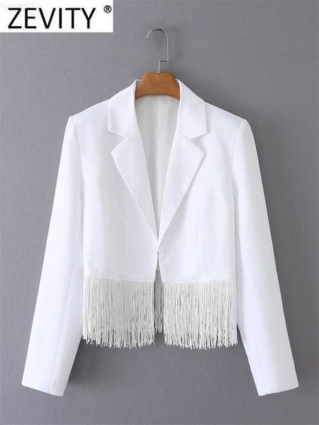 

women's suits blazers zevity women fashion notched collar hem tassel stitching white cardigan blazer coat female chic short ol suits ve, White;black