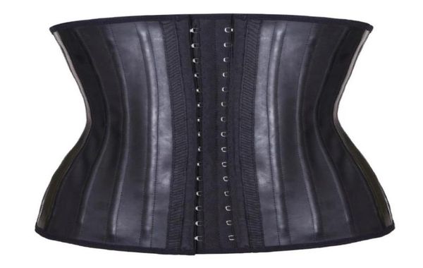 

latex waist trainer corset belly slimming underwear belt sheath body shaper modeling strap 25 steel boned waist cincher3152182, Black;white