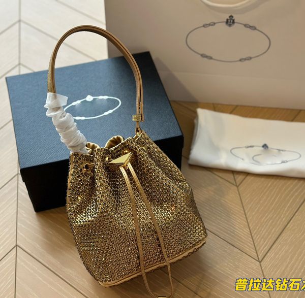 

prad designer luxurys bucket bag designer tote bag luxurys handbags fashion drawstring bag full of diamonds inlaid classic womens handbag 5a