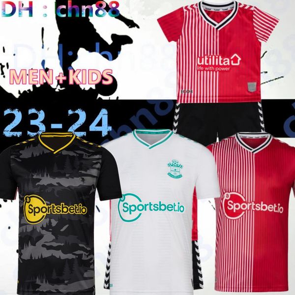 

2023 southamptons aribo#7 soccer jerseys redmond 23 24 ward-prowse elyounoussi romeu#6 football shirts men kids kit set saints remake pink j, Black;yellow