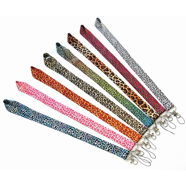 

leopard phone lanyard cartoon printing key lanyard keychain id cards strap, Silver