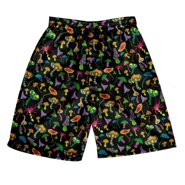 

men s shorts colorful mushroom print hawaiian print summer casual loose beach shorts men s wear 230721, White;black