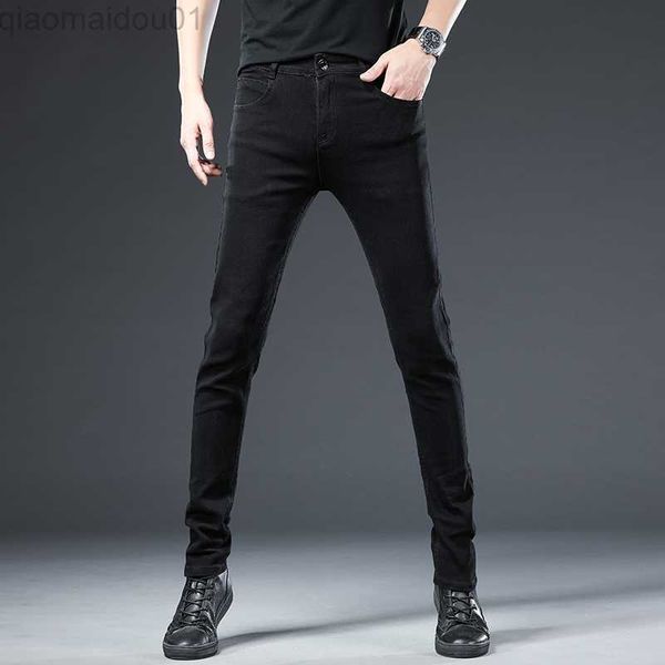 

men's jeans new solid color slim jeans men stretch skinny straight fashion motorcycle streetwear hip-hop skateboard male denim pants l2, Blue