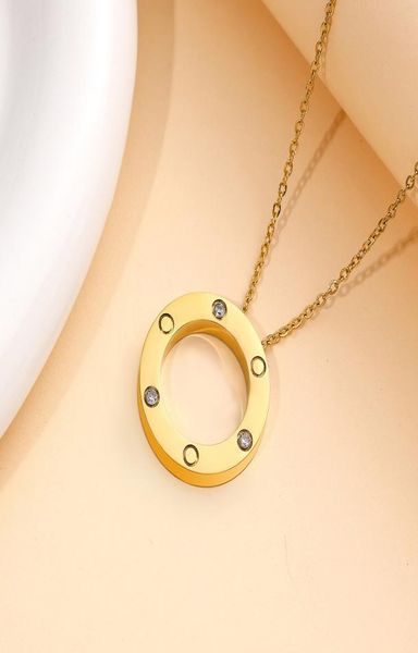 

high edition designer jewelry 3 stones screw love necklace for women girls 316l titanium steel slide pendant neckalce collars coll6951924, Silver