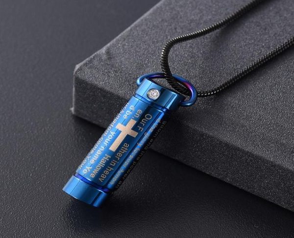 

ijd2207 ijd2207 stainless steel cremation jewelry cylinder for ashes urn black pendant bible prayer cross memorial keepsake neckla9232653, Silver