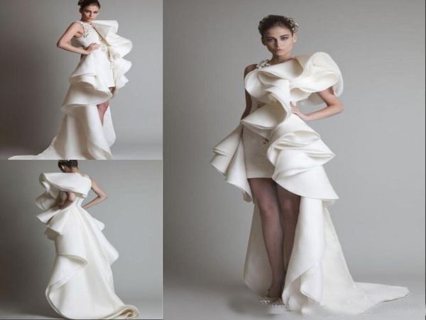 

2018 unique design white ivory ruffles wedding dresses one shoulder appliques sheath hilo organzasatin krikor jabotian bridal go5304398