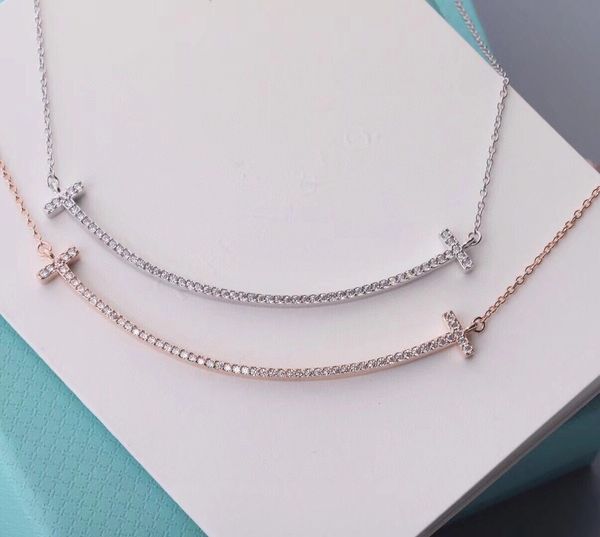 

diamond necklace smile pendant necklaces designer jewelry woman rise gold silver necklace gold chain luxury jewelry wedding party gift