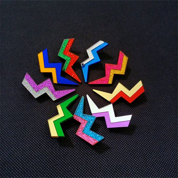 

original vintage unpointed lightning studs glitter mirror earrings for women retro jewelry fashion accessories, Golden;silver