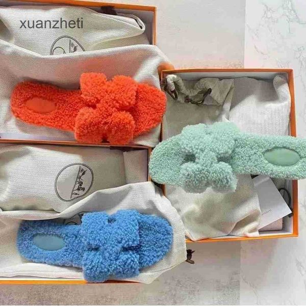 

winter bear designer slipper h oran furry dsigner of wool shoes sandal slippers autumn and teddy 2023 daily wear women's flat bottom la