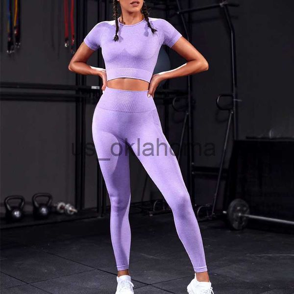 

yoga outfit new sports set women seamless workout clothes gym leggings shirt set fitness clothing suit j230725