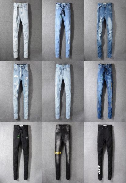 

usa style off jeans men039s brand slim skinny casual jeans men039s large size cotton quality fashion new white jeans pencil 4984123, Blue