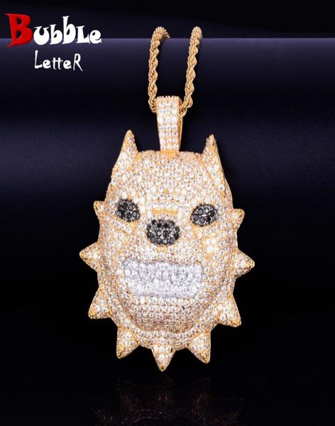 

animal dog necklace rock street jewelry gold color charm material copper cubic zircon hip hop jewelry with rope chain2978519, Silver