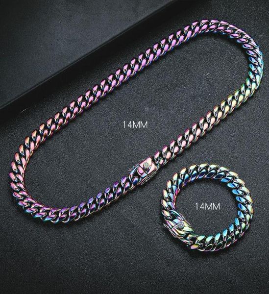 

iced out hip hop cuban link chain necklace women men crystal neon colorful enamel choker necklaces rainbow bracelet jewelry gifts1610589, Silver