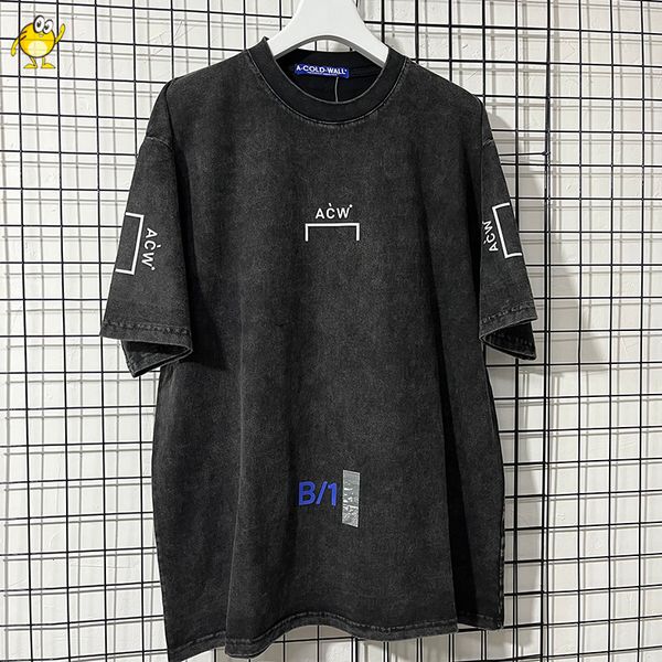 

men s t shirts heavy fabric a cold wall t shirts men woman streetwear 1 quality washed do old retro short sleeve letter print acw tees 23072, White;black