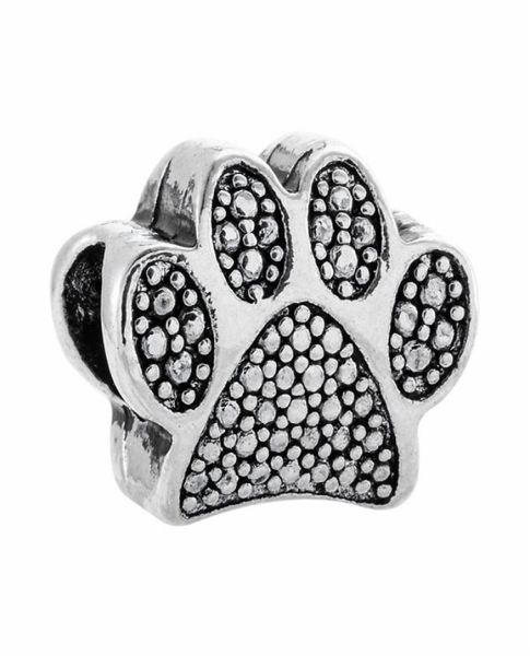 

wholesale 30pcs dog paw print pendant charm 925 sterling silver european charms beads fit bracelets chain fashion diy jewelry6458115, Black