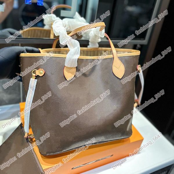 

10a neverfulls leather designer tote bag never handbag full woman shoulder bag cowhide totes bag brown flower check women handbags luxury cl