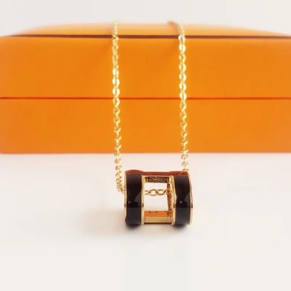 

classic h designer necklace men's and women's fashion 18k gold necklace luxury enamel necklace with gift bag, Silver