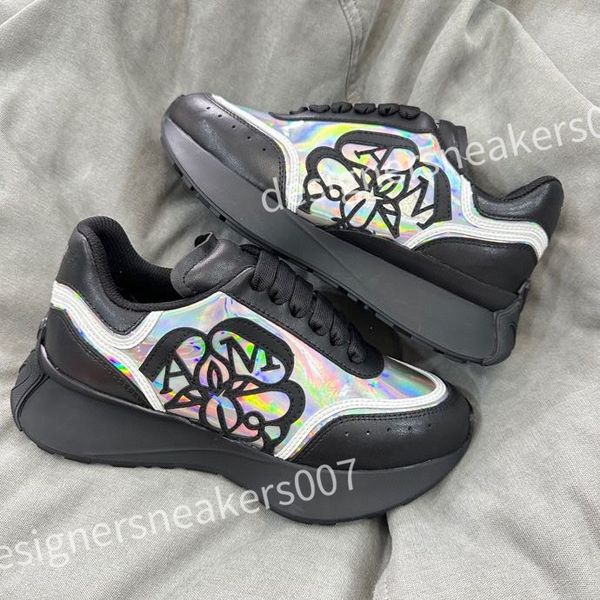 

2023 new luxurys designer women mens casual shoe fashion genuine leather mixed color woman trainers sneakers flats loafers female footwear x, Black