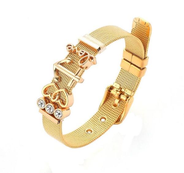 

quality mesh stainless steel rose gold love bracelet gift jewelry wrist charms for girls women1804357, Golden;silver