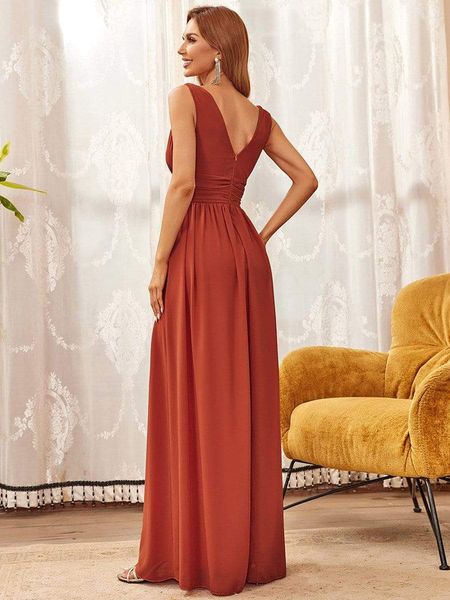 

elegant sleeveless v-neck semi-formal chiffon maxi dress prom, Black