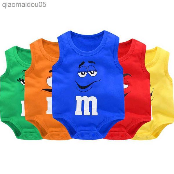 

0-24m newborn baby boy girl jumpsuit letter print funny  bean cotton sleeveless baby romper ropa de bebe soft infant onesies l230712, Blue