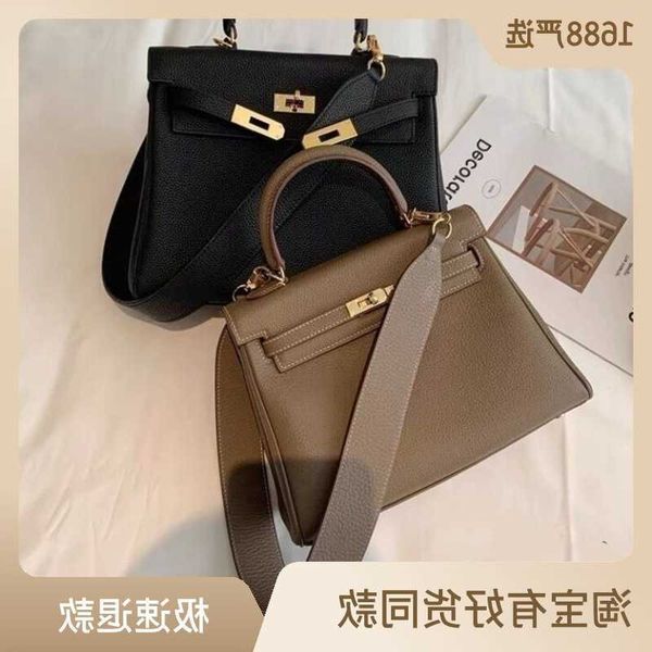 

designer hemrres tote bag 2023 autumn fashion premium wide shoulder belt kelyss togo cowhide one crossbody handbag for women
