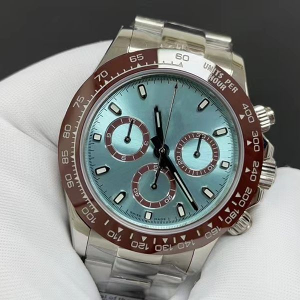 

chronograph watches all functional ice blue models complete super glow-in-the-dark sapphire mirror steel strap rubber strap optional luxury, Slivery;brown