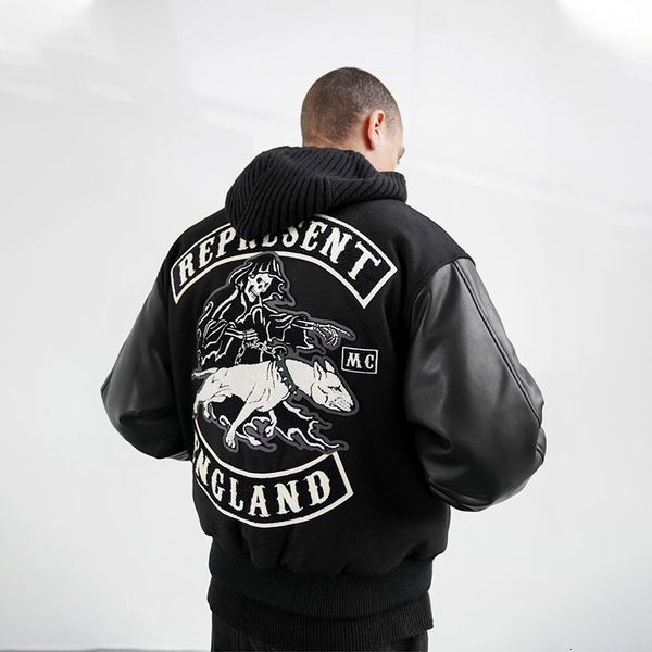 

men s jackets death sweatshirt pilot jacket dog harajuku hoodie punk coats sudadera streetwear fleece casual outerwear heavy metal chaquetas, Black;brown